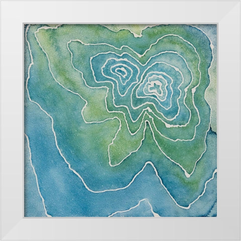 Green Mask White Modern Wood Framed Art Print by Van, Laura