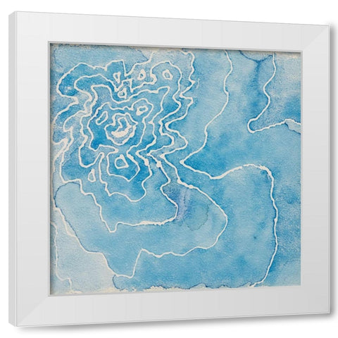 Blue Smiles White Modern Wood Framed Art Print by Van, Laura