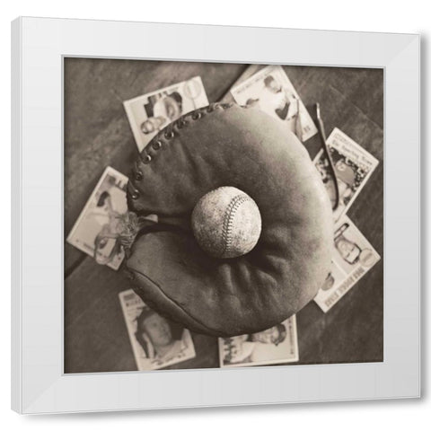 Baseball Cards White Modern Wood Framed Art Print by Messer, Judy B.
