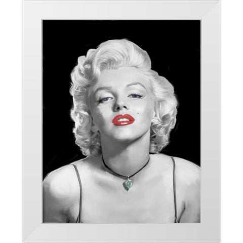 Look Of Love Emerald Heart White Modern Wood Framed Art Print by Michaels, Jerry