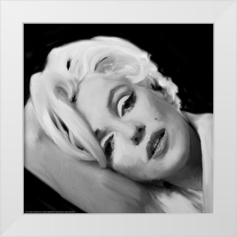 Marilyns Lips White Modern Wood Framed Art Print by Michaels, Jerry