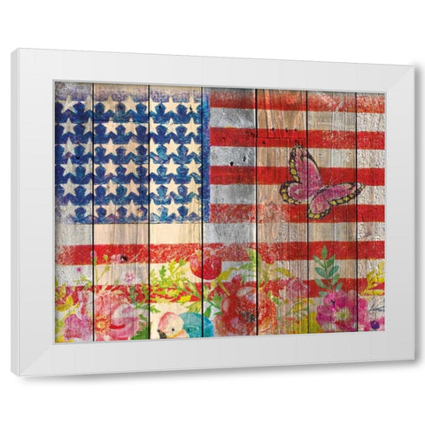 Flag 3 White Modern Wood Framed Art Print by Nobleworks, Inc.