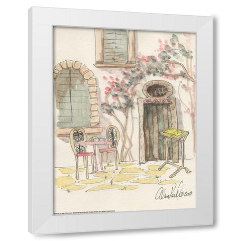 Cafe For Two White Modern Wood Framed Art Print by Paul, Alan