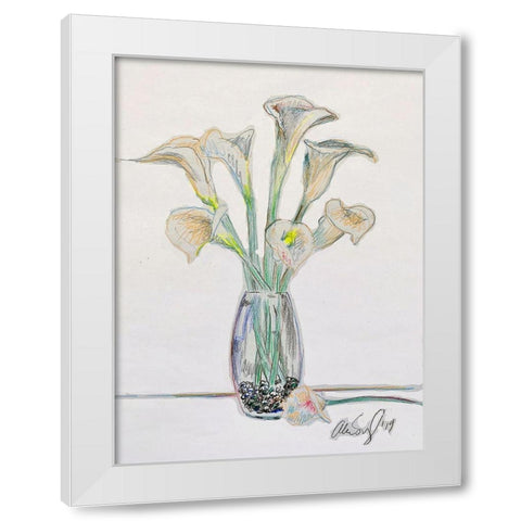 Vase W Lilys White Modern Wood Framed Art Print by Segal, Alan