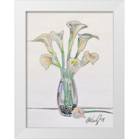 Vase W Lilys White Modern Wood Framed Art Print by Segal, Alan