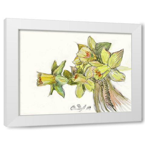 Yellow Study White Modern Wood Framed Art Print by Segal, Alan