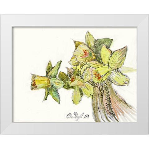 Yellow Study White Modern Wood Framed Art Print by Segal, Alan