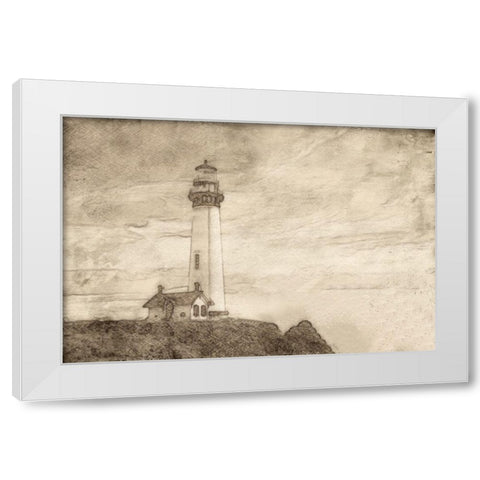 Lighthouse Sepia White Modern Wood Framed Art Print by Segal, Alan