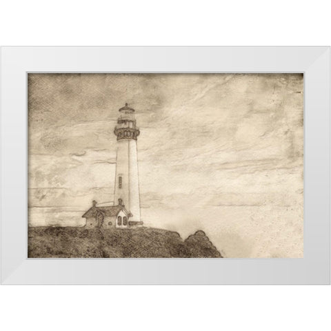 Lighthouse Sepia White Modern Wood Framed Art Print by Segal, Alan