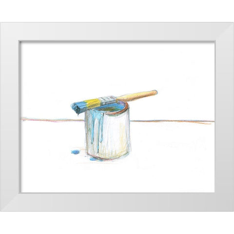 Blue Paint White Modern Wood Framed Art Print by Segal, Alan