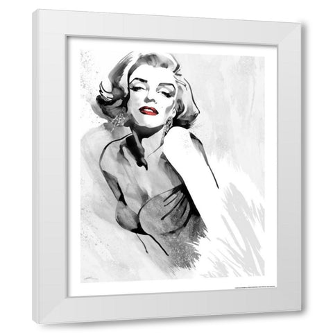 Marilyns Pose Red Lips White Modern Wood Framed Art Print by Rahim, Ellie