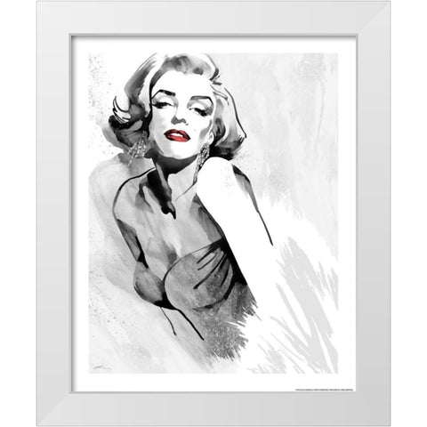 Marilyns Pose Red Lips White Modern Wood Framed Art Print by Rahim, Ellie