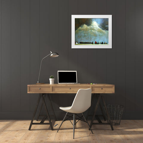 Sag South White Modern Wood Framed Art Print by Romm, Steven