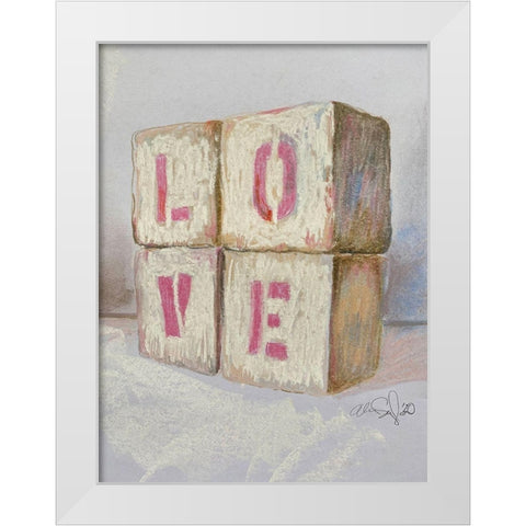 Love Blocks White Modern Wood Framed Art Print by Segal, Alan