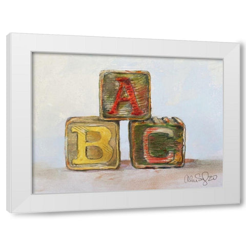 Abc Blocks White Modern Wood Framed Art Print by Segal, Alan