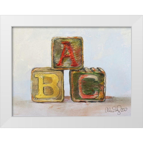 Abc Blocks White Modern Wood Framed Art Print by Segal, Alan