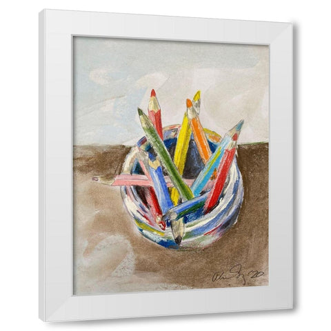 Pencils White Modern Wood Framed Art Print by Segal, Alan