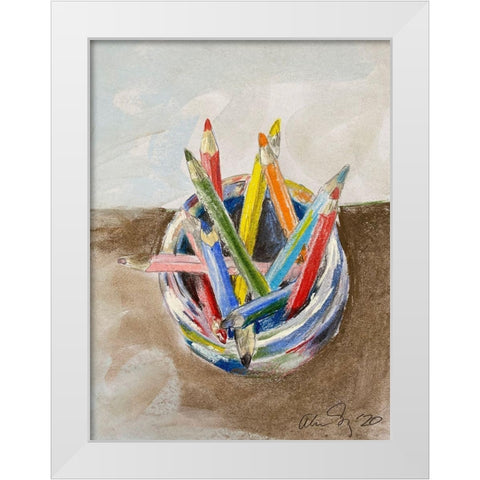Pencils White Modern Wood Framed Art Print by Segal, Alan