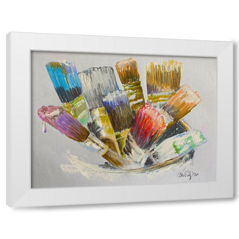 Brushes White Modern Wood Framed Art Print by Segal, Alan