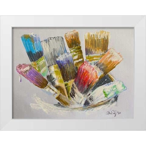 Brushes White Modern Wood Framed Art Print by Segal, Alan