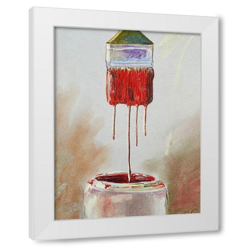 Red Drips White Modern Wood Framed Art Print by Segal, Alan