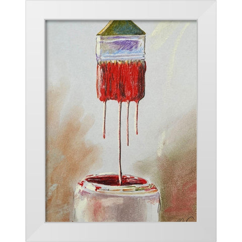 Red Drips White Modern Wood Framed Art Print by Segal, Alan