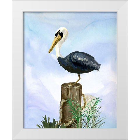 Pelican White Modern Wood Framed Art Print by Sokal, Patti