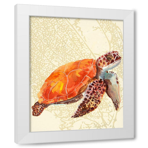 Turtle White Modern Wood Framed Art Print by Sokal, Patti