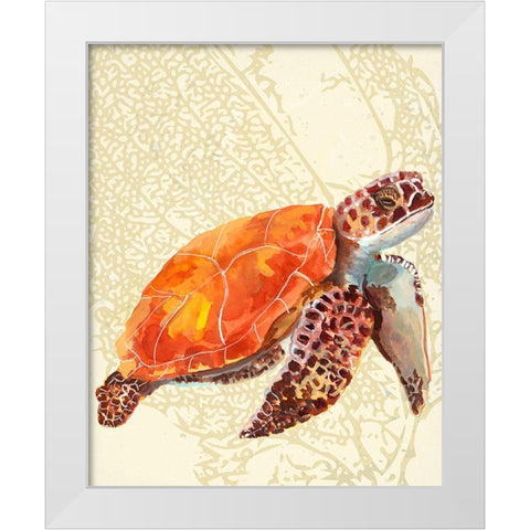 Turtle White Modern Wood Framed Art Print by Sokal, Patti