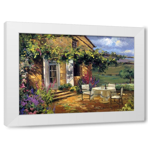 Sunlit Terrace White Modern Wood Framed Art Print by Stevens, Allayn