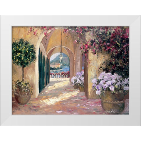 Seaside Portico White Modern Wood Framed Art Print by Stevens, Allayn
