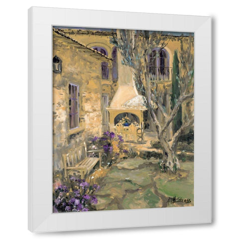 Peaceful Patio White Modern Wood Framed Art Print by Stevens, Allayn