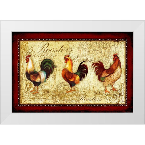 Rooster Trio White Modern Wood Framed Art Print by Eisner, Viv