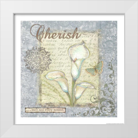 Word 2 Cherish White Modern Wood Framed Art Print by Eisner, Viv