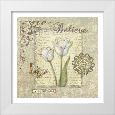 Word 3 Believe White Modern Wood Framed Art Print by Eisner, Viv