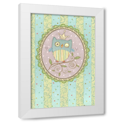 Winking Owl White Modern Wood Framed Art Print by Eisner, Viv