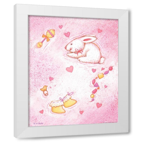 Nursery 1 Bunny White Modern Wood Framed Art Print by Eisner, Viv