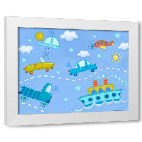 Travel Time White Modern Wood Framed Art Print by Eisner, Viv