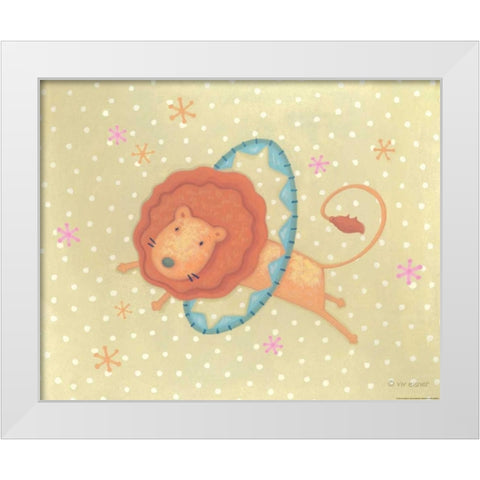 Circus 1 Lion White Modern Wood Framed Art Print by Eisner, Viv