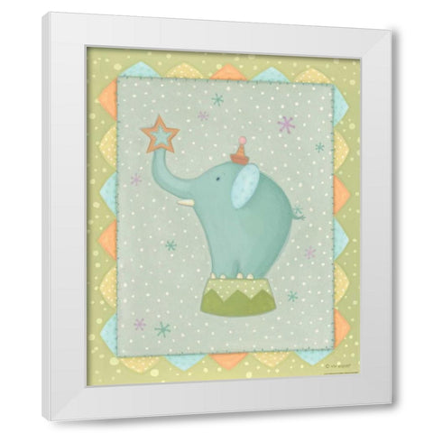 Circus 2 Elephant White Modern Wood Framed Art Print by Eisner, Viv