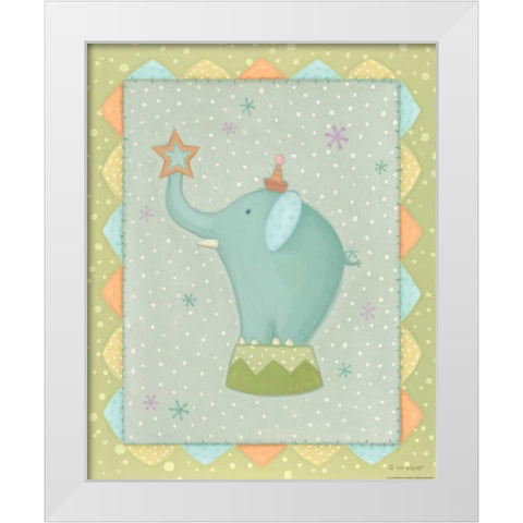 Circus 2 Elephant White Modern Wood Framed Art Print by Eisner, Viv