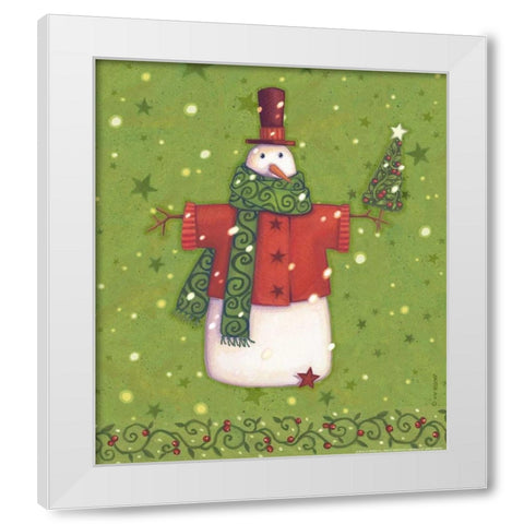Green Snowman White Modern Wood Framed Art Print by Eisner, Viv