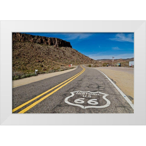 RT 66 Curved Road White Modern Wood Framed Art Print by Vizvary, Susan
