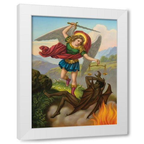 HL. MICHAEL White Modern Wood Framed Art Print by Anonymous