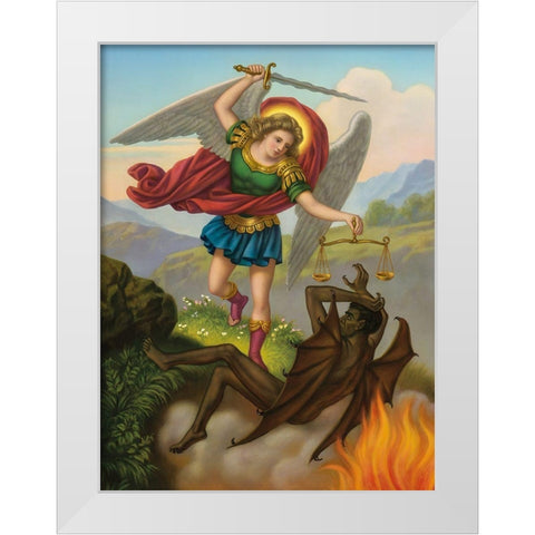 HL. MICHAEL White Modern Wood Framed Art Print by Anonymous