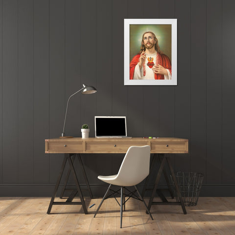 HL. HERZ JESU White Modern Wood Framed Art Print by Anonymous