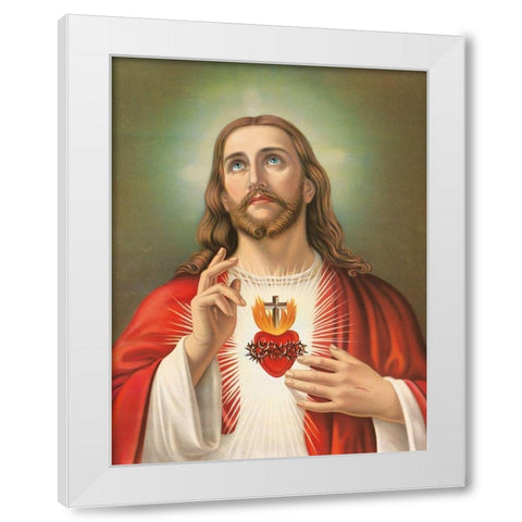 HL. HERZ JESU White Modern Wood Framed Art Print by Anonymous