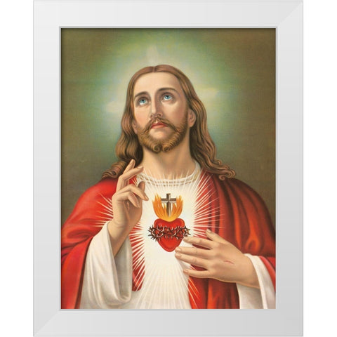 HL. HERZ JESU White Modern Wood Framed Art Print by Anonymous