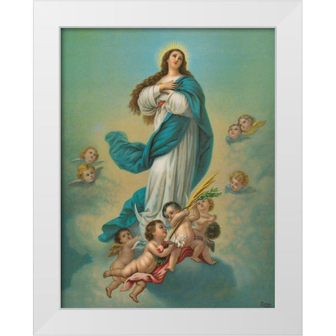 MADONNA MIT ENGELN White Modern Wood Framed Art Print by Anonymous