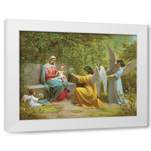 MADONNA White Modern Wood Framed Art Print by Anonymous